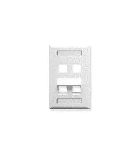 FACEPLATE, ID, ANGLED, 1-GANG, 4-PORT WH