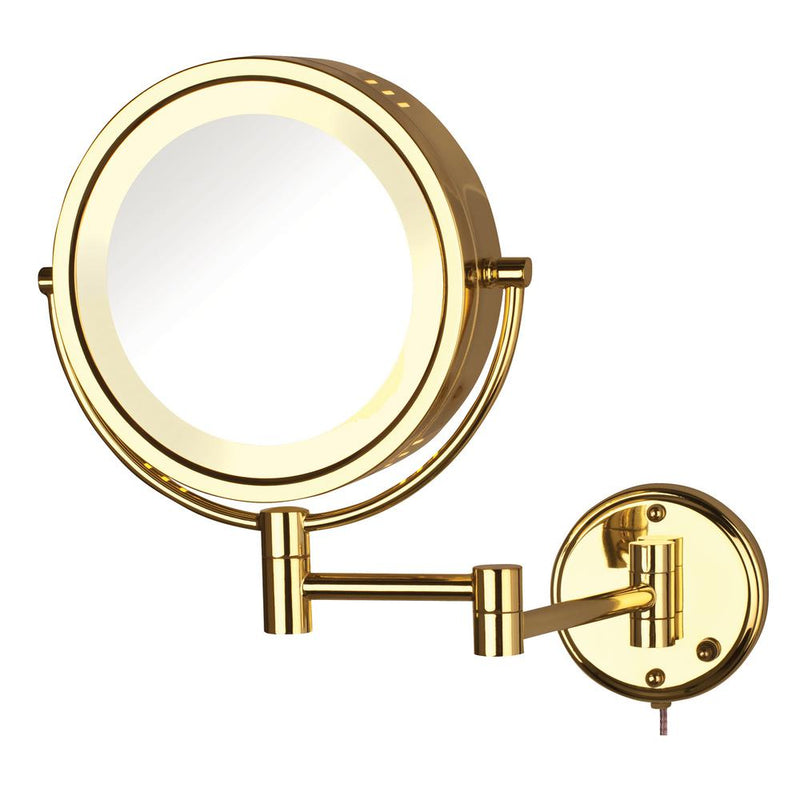 Halo Lighted Wall Mirror Bright Brass