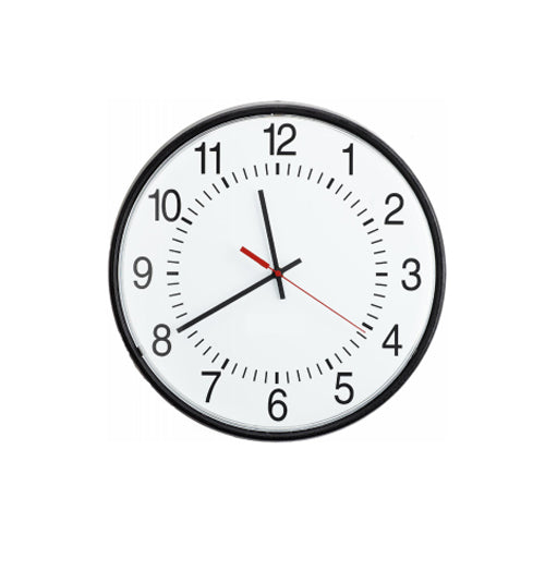 16" Round Wired Analog Clock, Black, Sur