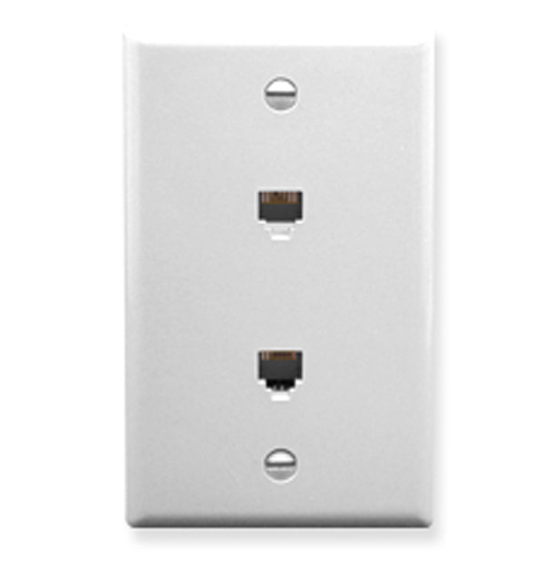 WALL PLATE, 2 VOICE 6P6C, WHITE