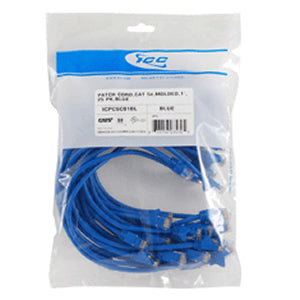 25 PK PATCH CORD,CAT 6,MOLDED,7ft BLUE